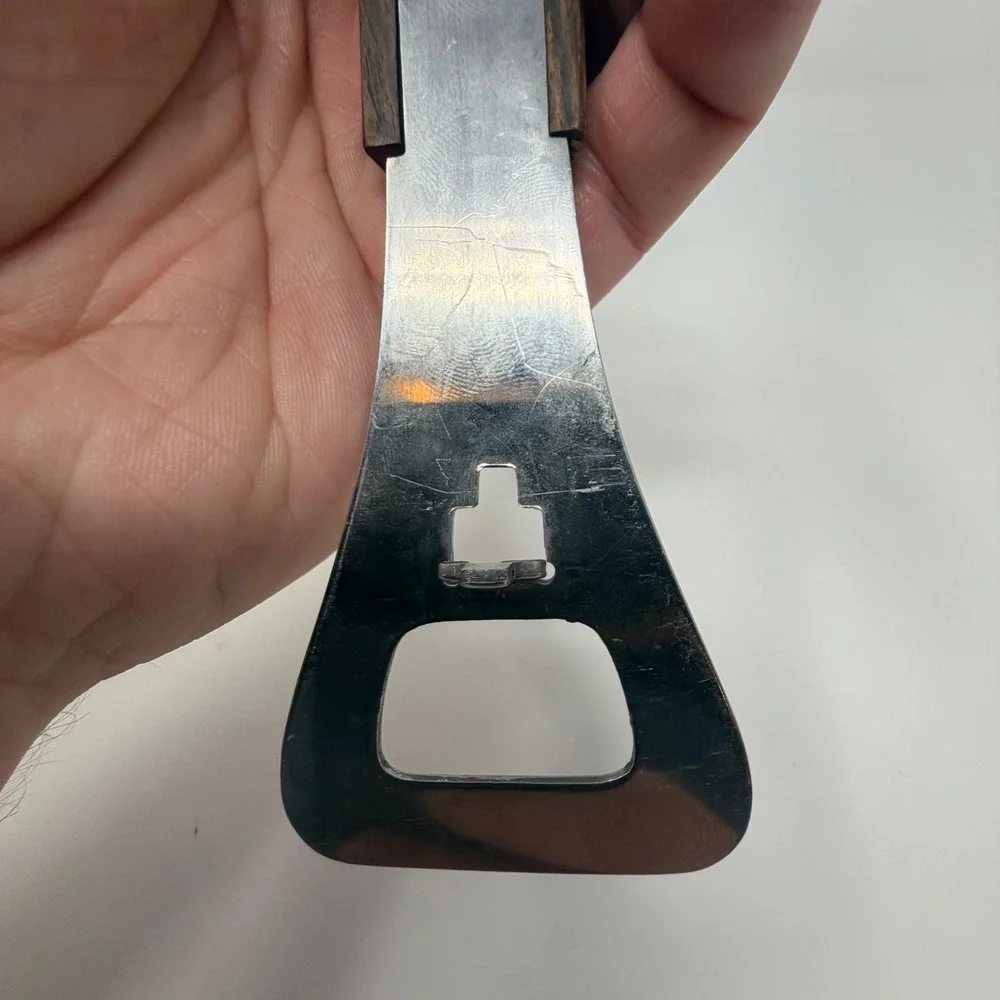 Vermco Stainless Steel Spatula‎ Wood Handle Bottle Opener Serrated Edge Japan